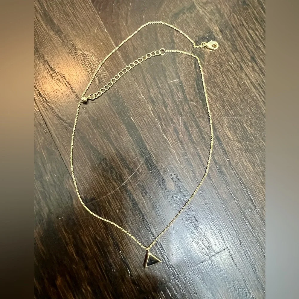 Uncommon James Gold Necklace with Triangle Pendant & Earrings - Picture 3 of 4